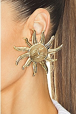 Rowen Rose Sun Earrings in Gold, view 2, click to view large image.