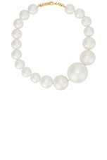 Rowen Rose Asymmetric Pearl Necklace in Gold & White, view 1, click to view large image.