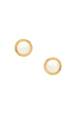 Rowen Rose Oversize Pearl Earrings in Gold & White, view 1, click to view large image.