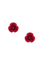 Rowen Rose Oversize Rose Earrings in Red, view 1, click to view large image.