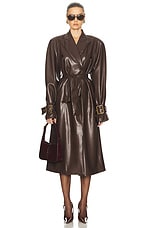 Rowen Rose Signature Raglan Trench Coat in Brown, view 1, click to view large image.