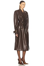 Rowen Rose Signature Raglan Trench Coat in Brown, view 2, click to view large image.