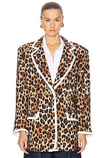 Rowen Rose Oversized Signature Blazer in Leopard, view 2, click to view large image.