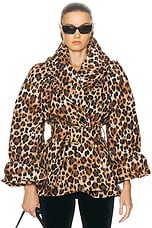 Rowen Rose Puffed Short Coat in Leopard, view 1, click to view large image.