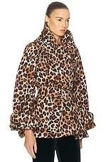 Rowen Rose Puffed Short Coat in Leopard, view 2, click to view large image.