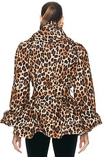 Rowen Rose Puffed Short Coat in Leopard, view 3, click to view large image.