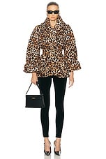 Rowen Rose Puffed Short Coat in Leopard, view 4, click to view large image.