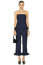 Rowen Rose Pleated Pant in Navy Blue, view 4, click to view large image.