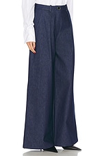 Rowen Rose Denim Pleat Pant in Blue, view 2, click to view large image.