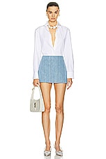 Rowen Rose Mini Skirt in Light Blue Denim, view 4, click to view large image.