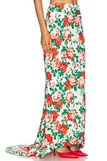Rowen Rose Sable Printed Low Waist Long Skirt in Cream & Red Roses, view 2, click to view large image.
