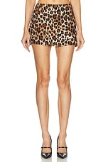 Rowen Rose Mini Skirt in Leopard, view 1, click to view large image.