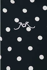 Rowen Rose Backless Romper in Navy Blue & White Polka Dots, view 4, click to view large image.