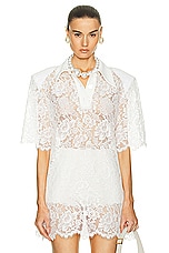 Rowen Rose Lace Polo Short Sleeve Top in White, view 1, click to view large image.