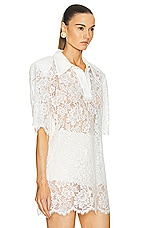 Rowen Rose Lace Polo Short Sleeve Top in White, view 2, click to view large image.