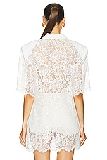 Rowen Rose Lace Polo Short Sleeve Top in White, view 3, click to view large image.