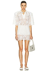 Rowen Rose Lace Polo Short Sleeve Top in White, view 4, click to view large image.