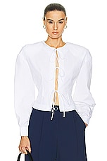 Rowen Rose Popeline Blouse in White, view 1, click to view large image.