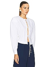 Rowen Rose Popeline Blouse in White, view 2, click to view large image.