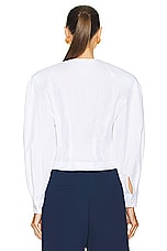 Rowen Rose Popeline Blouse in White, view 3, click to view large image.