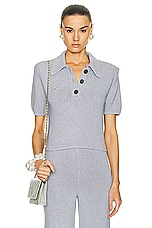 Rowen Rose Cropped Polo Top in Grey, view 1, click to view large image.