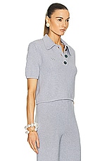 Rowen Rose Cropped Polo Top in Grey, view 2, click to view large image.