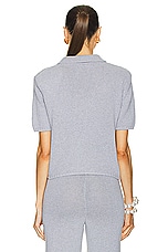 Rowen Rose Cropped Polo Top in Grey, view 3, click to view large image.