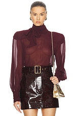 Rowen Rose Oversized Blouse With Bow-neck in Bordeaux, view 1, click to view large image.