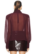 Rowen Rose Oversized Blouse With Bow-neck in Bordeaux, view 3, click to view large image.