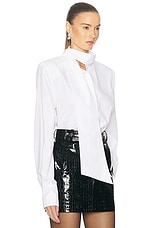 Rowen Rose Polin Scarf Shirt in White, view 2, click to view large image.