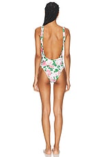 Rowen Rose Backless One Piece Swimsuit in Light Pink & Pink Roses, view 3, click to view large image.