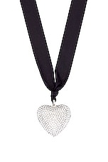 Roxanne Assoulin Heart &amp; Soul Crystal Necklace in Vintage Silver, Black, & Clear, view 2, click to view large image.
