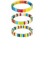 Roxanne Assoulin Rainbow Brite Bracelet Set Of 3 in Multi, view 4, click to view large image.