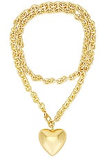 Roxanne Assoulin Heart And Soul Long Pendant Necklace in Semi Shiny Gold, view 1, click to view large image.