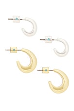 Roxanne Assoulin The Level Up Set Mini Hoop Earring in Gold & Silver, view 2, click to view large image.