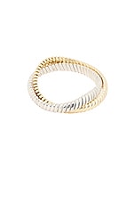 Roxanne Assoulin Double Cobra Bracelet in Shiny Gold & Bright Silver, view 2, click to view large image.