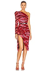 Rêve Riche Fabienne Midi Dress in Red Zebra Multi, view 1, click to view large image.
