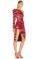 Rêve Riche Fabienne Midi Dress in Red Zebra Multi, view 2, click to view large image.