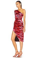 Rêve Riche Fabienne Midi Dress in Red Zebra Multi, view 3, click to view large image.