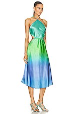 ROCOCO SAND Kiki Midi Dress in Blue & Green Ombre, view 2, click to view large image.