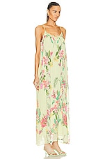 ROCOCO SAND Rue Long Dress in Colourfull Floral On Lime Green, view 2, click to view large image.