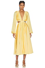 ROCOCO SAND Bree Midi Dress in Yellow, view 1, click to view large image.