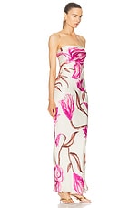 ROCOCO SAND Maxi Strapless Dress in White Pink, view 2, click to view large image.