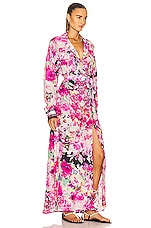 ROCOCO SAND Tessa Belted Maxi Dress in Black & Pink, view 2, click to view large image.