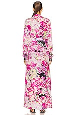 ROCOCO SAND Tessa Belted Maxi Dress in Black & Pink, view 3, click to view large image.