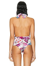 ROCOCO SAND Zazu Bodysuit in Pink & Purple Tropical, view 4, click to view large image.