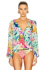 ROCOCO SAND Zazu Bodysuit in Motley Tropical, view 2, click to view large image.