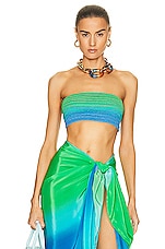 ROCOCO SAND Kiki Bandeau Top in Blue & Green Ombre, view 1, click to view large image.