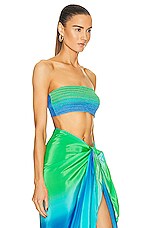ROCOCO SAND Kiki Bandeau Top in Blue & Green Ombre, view 2, click to view large image.