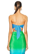ROCOCO SAND Kiki Bandeau Top in Blue & Green Ombre, view 3, click to view large image.